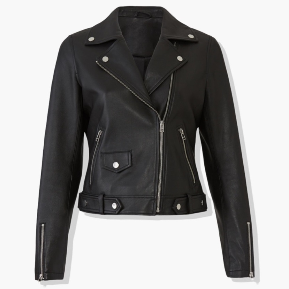 Slate & Willow Genuine Leather Black Moto Jacket
